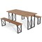 Natural Acacia Wood Patio Table And 2 Bench Set 6-Person Outdoor